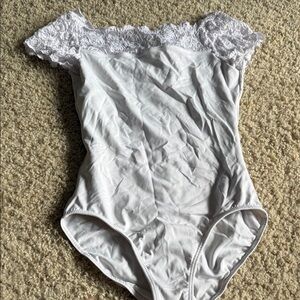 White Lace Off-Shoulder Leotard SoDanca